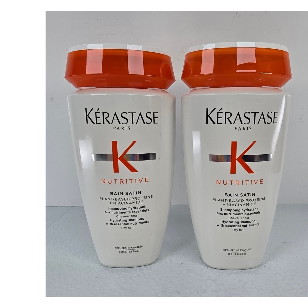 2 Pk Kerastase Nutritive Bain Satin Hydrating Shampoo Dry Hair 250ml 8.5oz NEW